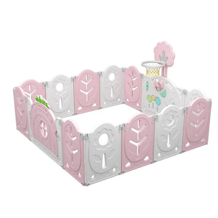 NEW Pink 14-Panel Foldable Baby and Pets Playpen Activity Center w/ Lock Door