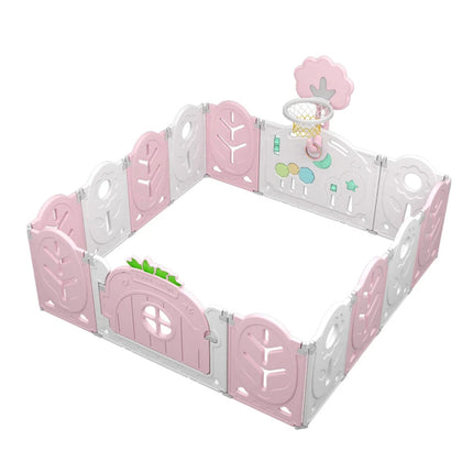NEW Pink 14-Panel Foldable Baby and Pets Playpen Activity Center w/ Lock Door