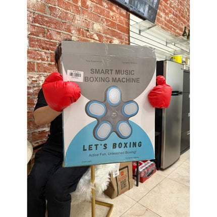 Music Boxing Machine No Drill Wall with LED Lights & Gloves Fitness Bluetooth