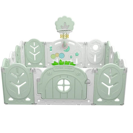 NEW Green 14-Panel Foldable Baby and Pets Playpen Activity Center w/ Lock Door