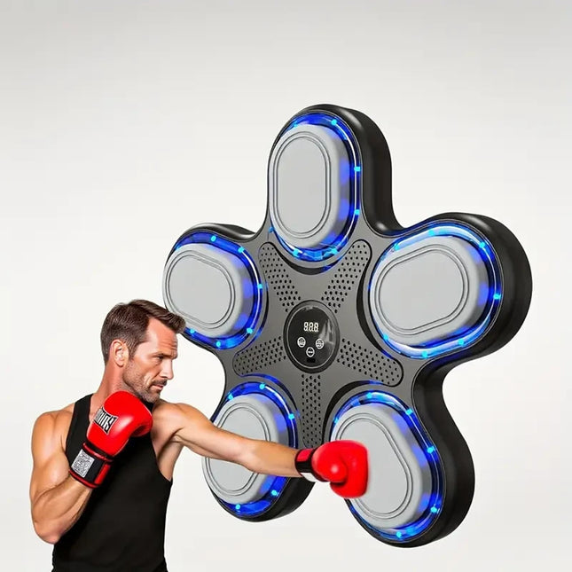 Music Boxing Machine No Drill Wall with LED Lights & Gloves Fitness Bluetooth