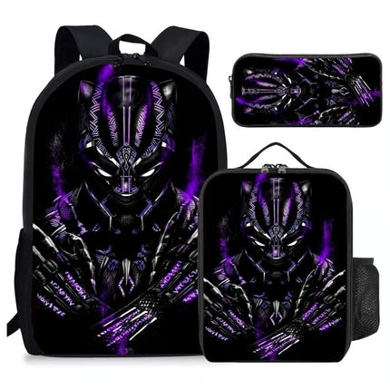 Realist Black Panther 3D Animal School Backpack Set with Lunch Box & Pencil Case