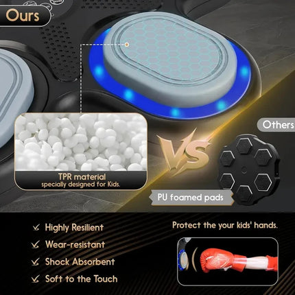 Music Boxing Machine No Drill Wall with LED Lights & Gloves Fitness Bluetooth