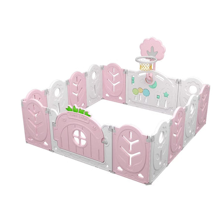 NEW Pink 14-Panel Foldable Baby and Pets Playpen Activity Center w/ Lock Door