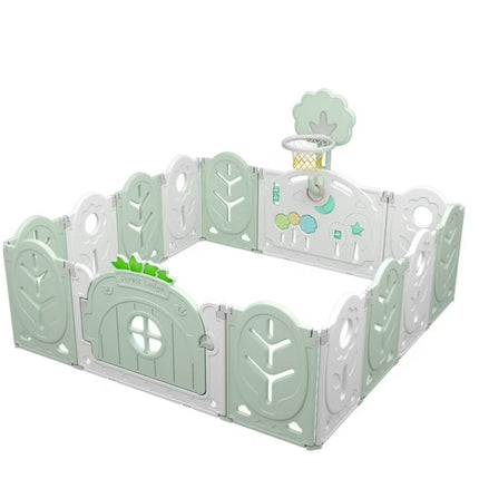 NEW Green 14-Panel Foldable Baby and Pets Playpen Activity Center w/ Lock Door